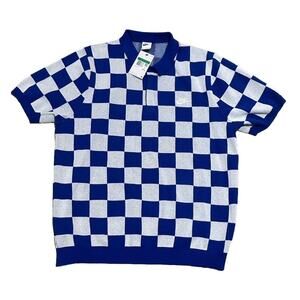 Nike Sportswear Club Checkers Polo Sweater Shirt Mens XL Game Royal (FN3422-480)